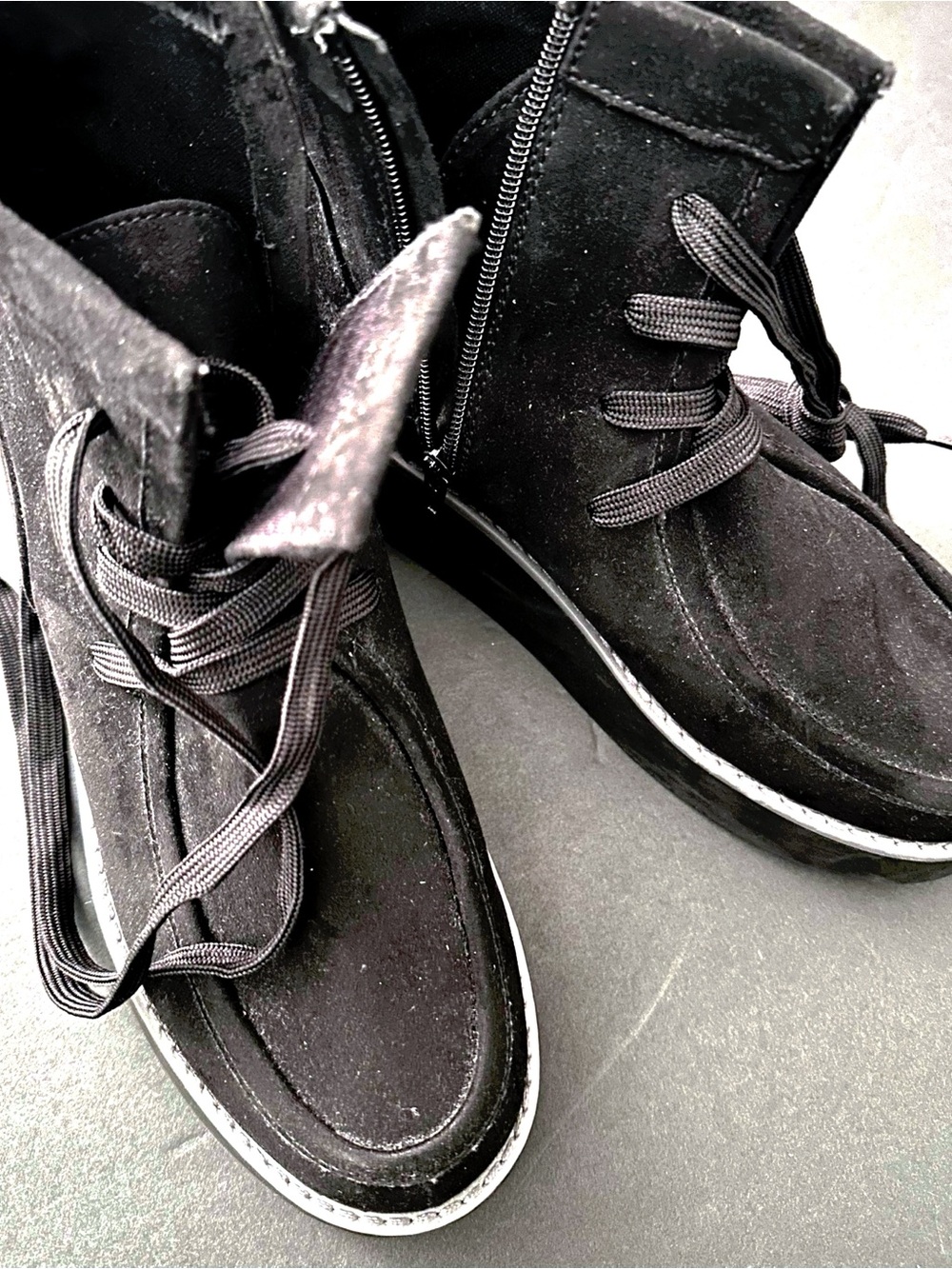 Sonoma Goods For Life Black Faux Suede Lace-Up Ankle Boots - Womens 9.5 M